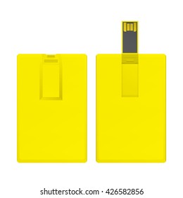Yellow universal serial bus card template for branding item