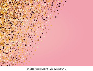 Fondo rosa del vector del universo amarillo. Plantilla Galaxy Starry dorada. Patrón Cosmos de brillo.  Diseño De Confetti Dorado Caído.