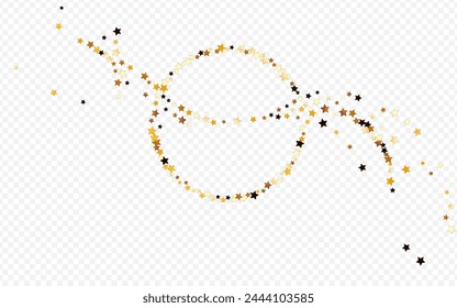 Yellow Universe Vector Transparent Background. Gilded Galaxy Sky Pattern. Confetti Falling Illustration. Gold Magic Shine Wallpaper.