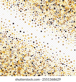 Fondo transparente del Vector del universo amarillo. Frontera brillante del resplandor del partido. Patrón de Festiva estrellado.  Plantilla de cielo de luz dorada.
