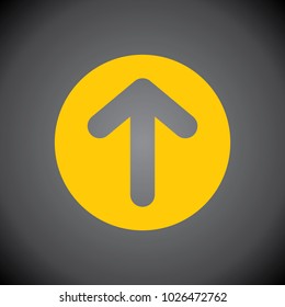 Yellow Upload Icon on Black Background.