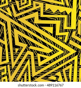 Yellow urban geometric seamless pattern
