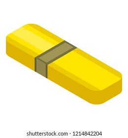 Yellow usb flash icon. Isometric of yellow usb flash vector icon for web design isolated on white background