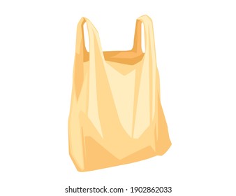 Yellow used plastic bag disposable bag for garbage or shopping vector illustration on white background