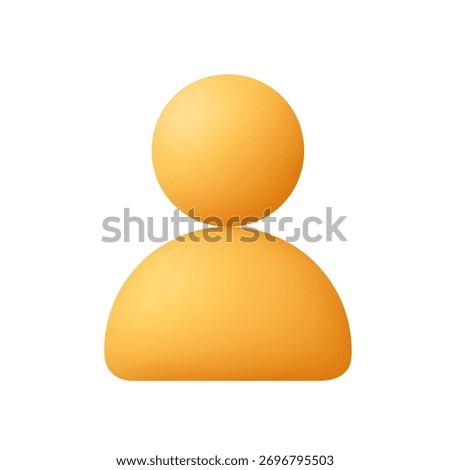Yellow user profile icon with head and body, avatar symbol. User interface, account, profile, person and identity concept. 3d vector icon. Cartoon minimal style.