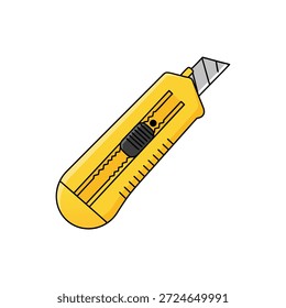 Gelbes Utility-Messer, Vektorgrafik einzeln auf weißem Hintergrund