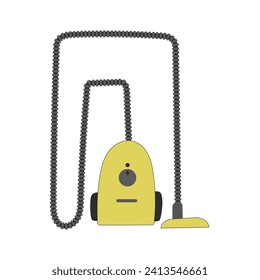 aspiradora amarilla de estilo minimalista plano. Equipo de mantenimiento de caricaturas.