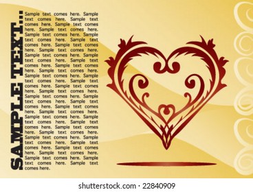Yellow valentine background with the decorative heart