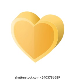 yellow valentine heart icon isometric of red valentine heart vector.