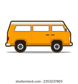 A yellow van icon isolated on a white background