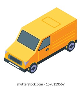 Yellow van icon. Isometric of yellow van vector icon for web design isolated on white background