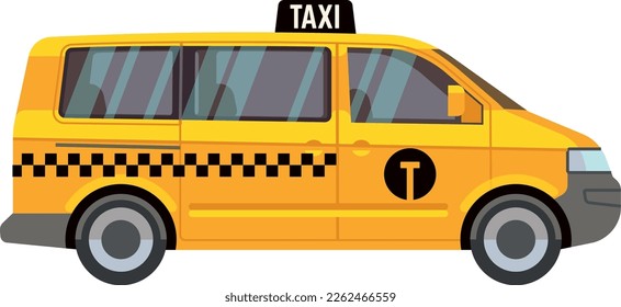 Seitenansicht des Gelben Van. Frachttaxi