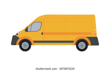 yellow van vehicle transport isolated icon vector illustration design
