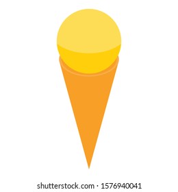 Yellow vanilla ice cream icon. Isometric of yellow vanilla ice cream vector icon for web design isolated on white background