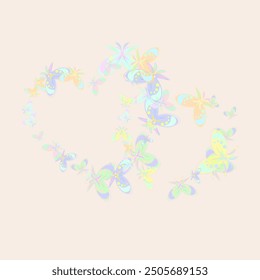 Yellow various flowers and butterflies breeze, each studio photographed and isolated on absolute white  Delicate wings moths patten. 