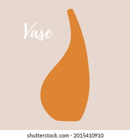 Yellow vase in flat modern style. Text Vase. Template for postcard, banner, invitation, poster. Vector illustration.