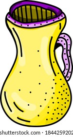 Yellow vase with a handle, illustration, vector on white background