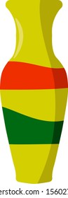 Jarrón amarillo, ilustración, vector sobre fondo blanco.