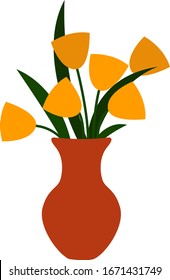 Yellow vase, illustration, vector on white background.