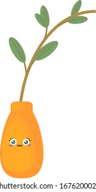 Gelbe Vase, Illustration, Vektorillustration auf weißem Hintergrund.