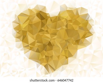 Yellow vector abstract glitter heart shape on white background in love concept for valentine's day
