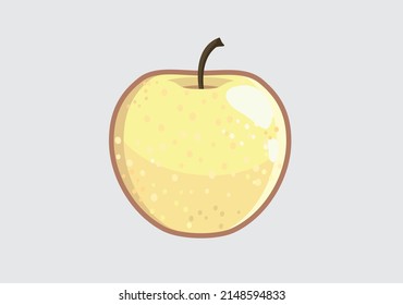 Yellow vector apple. Juicy fruit isolated on grey background. 