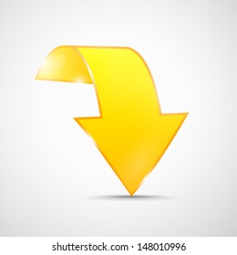 Yellow Vector Arrow on Grey Background 