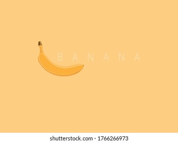 Gelber Vektorhintergrund mit Banane im einfachen, flachen Stil. Mit Kopienplatz. Für Präsentationen