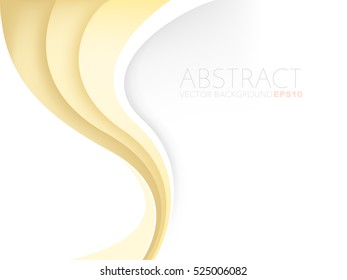 Yellow vector background curve line element on white space overlap paper layer for text and message artwork design