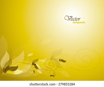 Yellow Vector Background with Leaves.