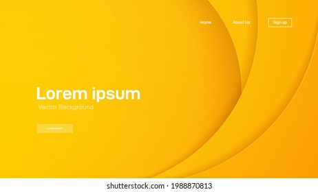 Yellow vector background. Liquid dynamic background for websites, landing pages, or business presentations. Abstract geometric wallpaper. Header for social media.Trendy wavy shapes.