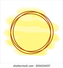 yellow vector background with swirl circle frame 