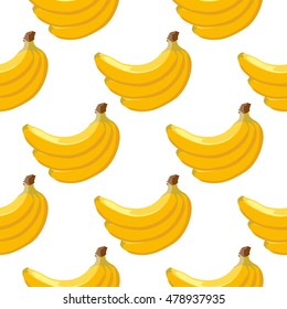Yellow vector banana seamless background. Tropical fruit pattern illustration flat