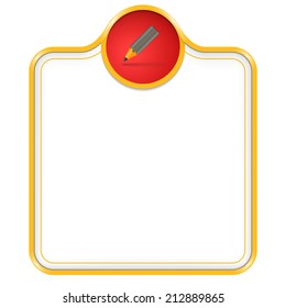 yellow vector box for text with pencil