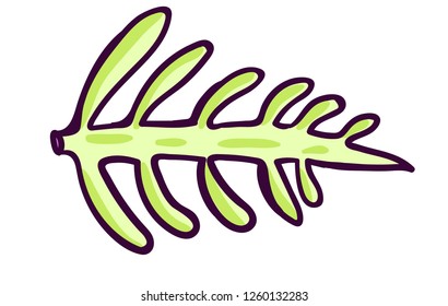 Yellow vector branch. Hand draw cartoon botanical illustration.