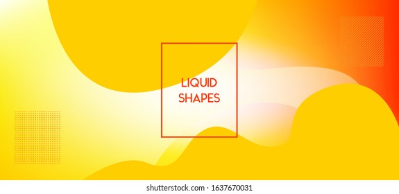 Yellow Vector Business Banner. Bright Techno Contrast Page Poster Template. Organic Waves Dynamic Elements. Liquid Dynamic Background. Technology Geometric Web Design. Digital Fluid Landing Page.