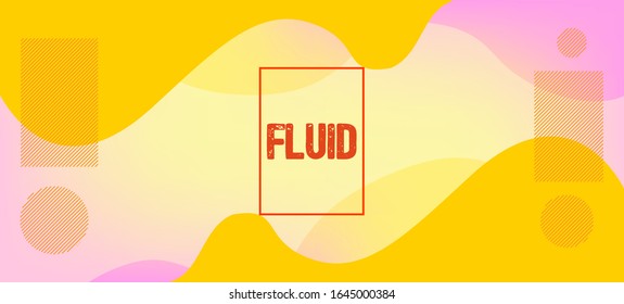Yellow Vector Business Banner. Iridescent Geometric Web Design. Digital Waves Landing Page. Fluid Dynamic Illustration. Organic Liquid Dynamic Elements. Vivid Modern Creative Cover Template.