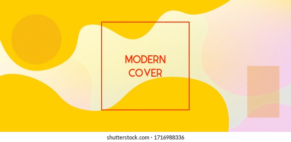 Yellow Vector Business Banner. Organic Fluid Dynamic Elements. Waves Dynamic Background. Digital Liquid Landing Page. Iridescent Geometric Web Design. Vivid Modern Contrast Banner Layout.