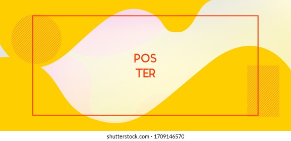 Yellow Vector Business Banner. Technology Geometric Web Template. Liquid Dynamic Background. Digital Fluid Landing Page. Vivid Modern Funky Page Poster Layout. Organic Waves Dynamic Elements.
