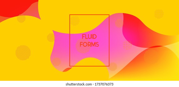 Yellow Vector Business Banner. Technology Geometric Web Design. Organic Fluid Dynamic Elements. Glitch Techno Vibrant Page Poster Layout. Liquid Dynamic Background. Digital Waves Landing Page.