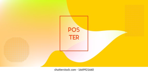Yellow Vector Business Banner. Waves Dynamic Illustration. Technology Geometric Web Layout. Digital Fluid Landing Page. Organic Liquid Dynamic Elements. Bright Trendy Vibrant Page Poster Design.