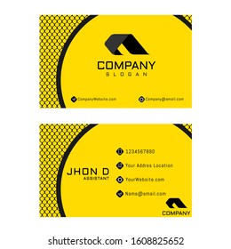 Yellow Vector Business Card Template. Modern Business Card Design Template.