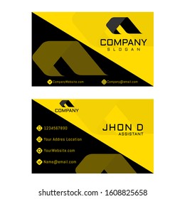 Yellow Vector Business Card Template. Modern Business Card Design Template.
