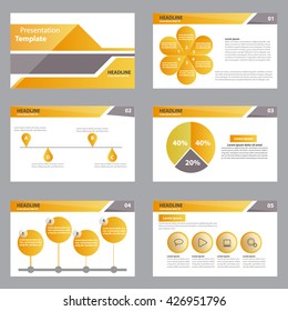 yellow vector business presentation slides Template . graphs and charts presentation