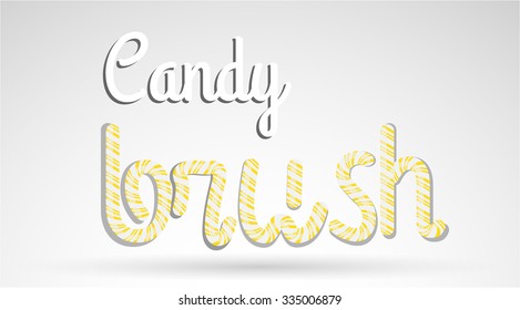 Yellow vector candy cane brush.
