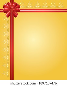 yellow vector card with red ribbon