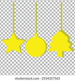 yellow vector Christmas hanging accessories for Christmas tree decoration