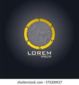 Yellow vector circle formed from the arrows. Endless loop