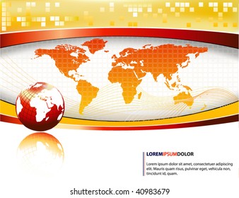 yellow vector design template with earth globe