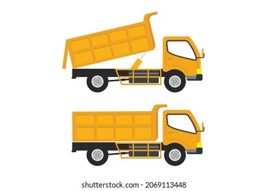 Yellow vector Dump truck isolated on a white background